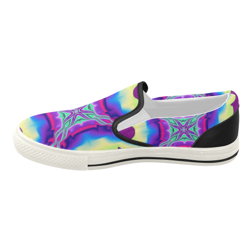 FRACTAL: Bohemian Fire Abstract Women's Slip-on Canvas Shoes (Model 019)