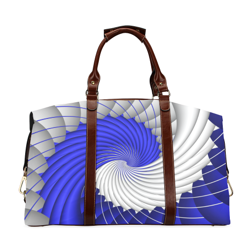 Blue Silver Beautiful Fractal Wave Classic Travel Bag (Model 1643)