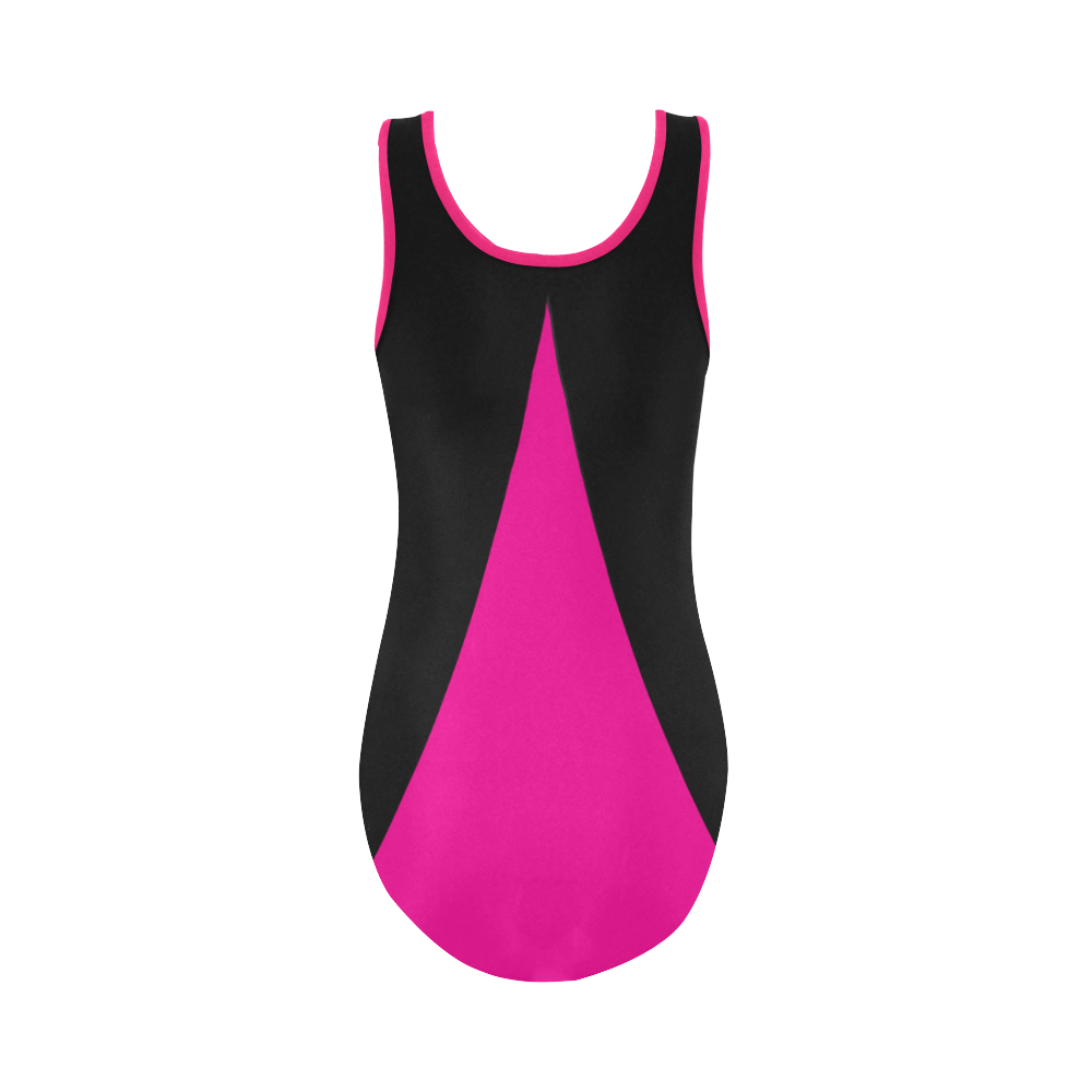 Pink Schwarz Vest One Piece Swimsuit (Model S04)