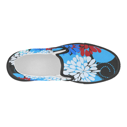 Cute Cool Abstract Winter Flowers Women's Slip-on Canvas Shoes (Model 019)