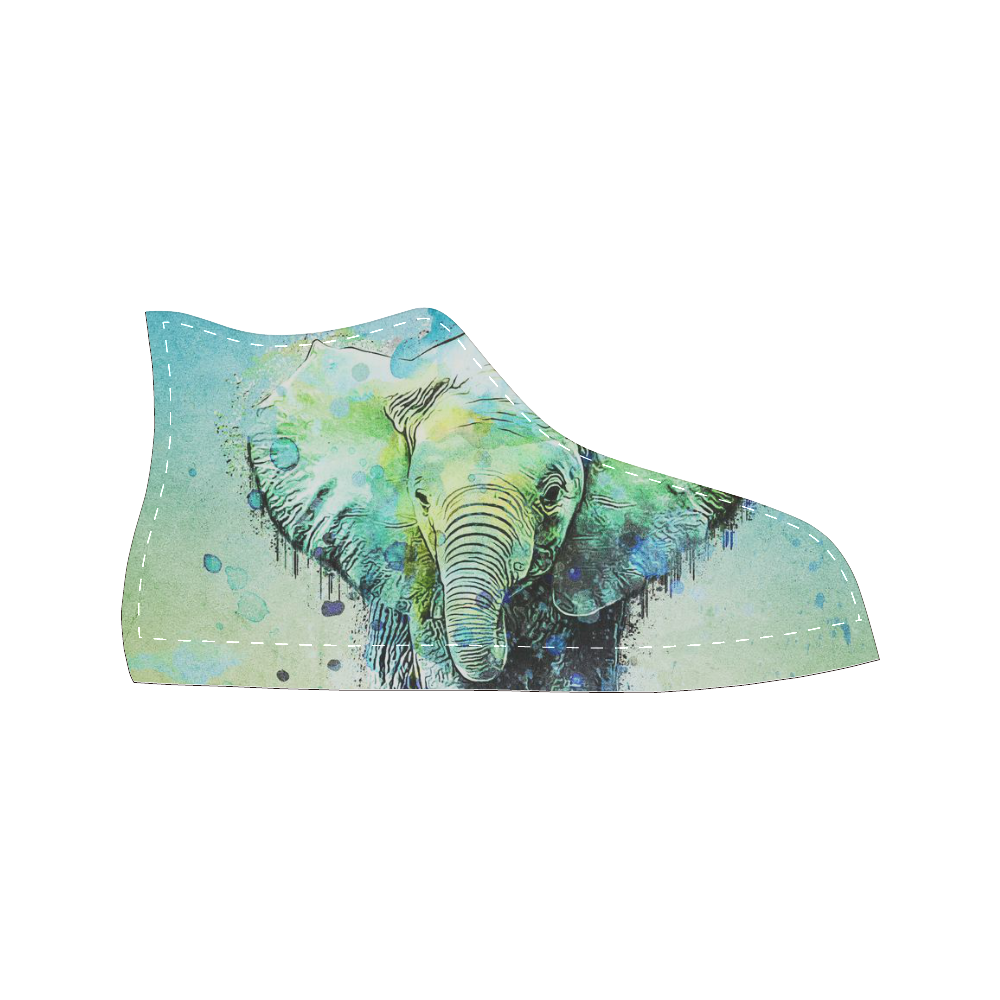 watercolor elephant Women's Classic High Top Canvas Shoes (Model 017)