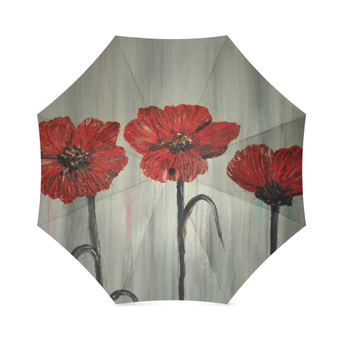 Painted Red Poppy Floral by rokinronda Foldable Umbrella (Model U01)