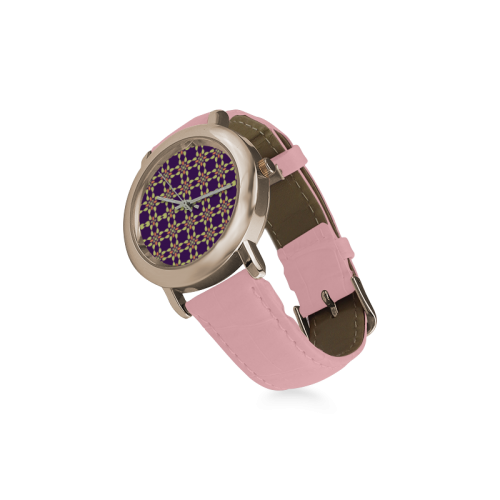 Purple Women's Rose Gold Leather Strap Watch(Model 201)