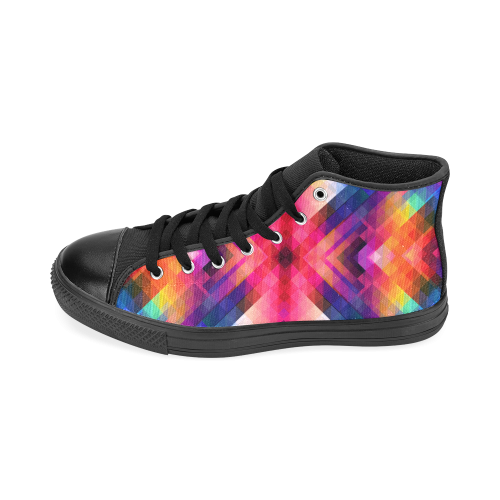 Psycho geometry Men’s Classic High Top Canvas Shoes /Large Size (Model 017)