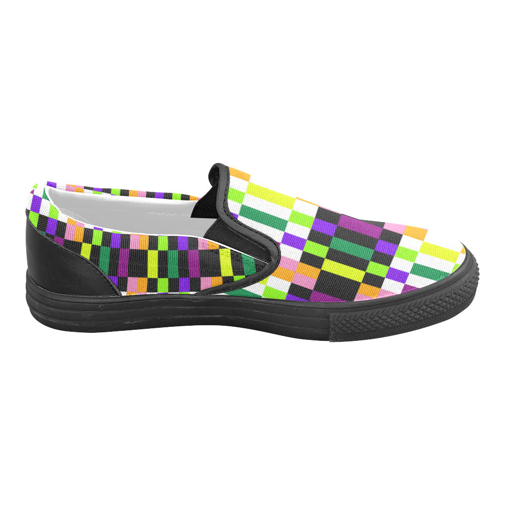 Colorful geometry Men's Slip-on Canvas Shoes (Model 019)
