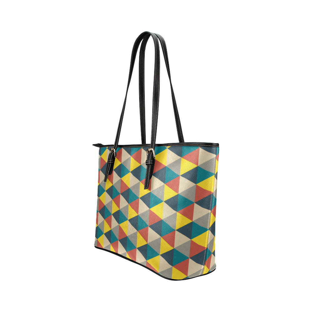 Colorful geometric   - design and vector Leather Tote Bag/Small (Model 1651)