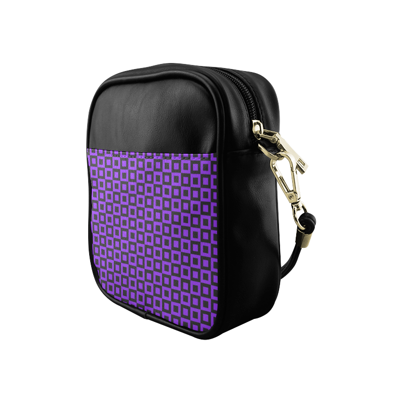 Purple and black squares Sling Bag (Model 1627)