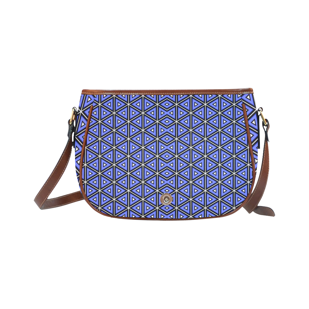 Techno blue triangles Saddle Bag/Small (Model 1649) Full Customization