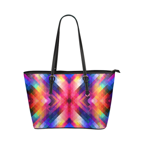 Psycho geometry Leather Tote Bag/Large (Model 1651)