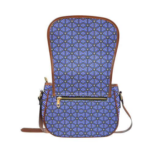 Techno blue triangles Saddle Bag/Small (Model 1649) Full Customization