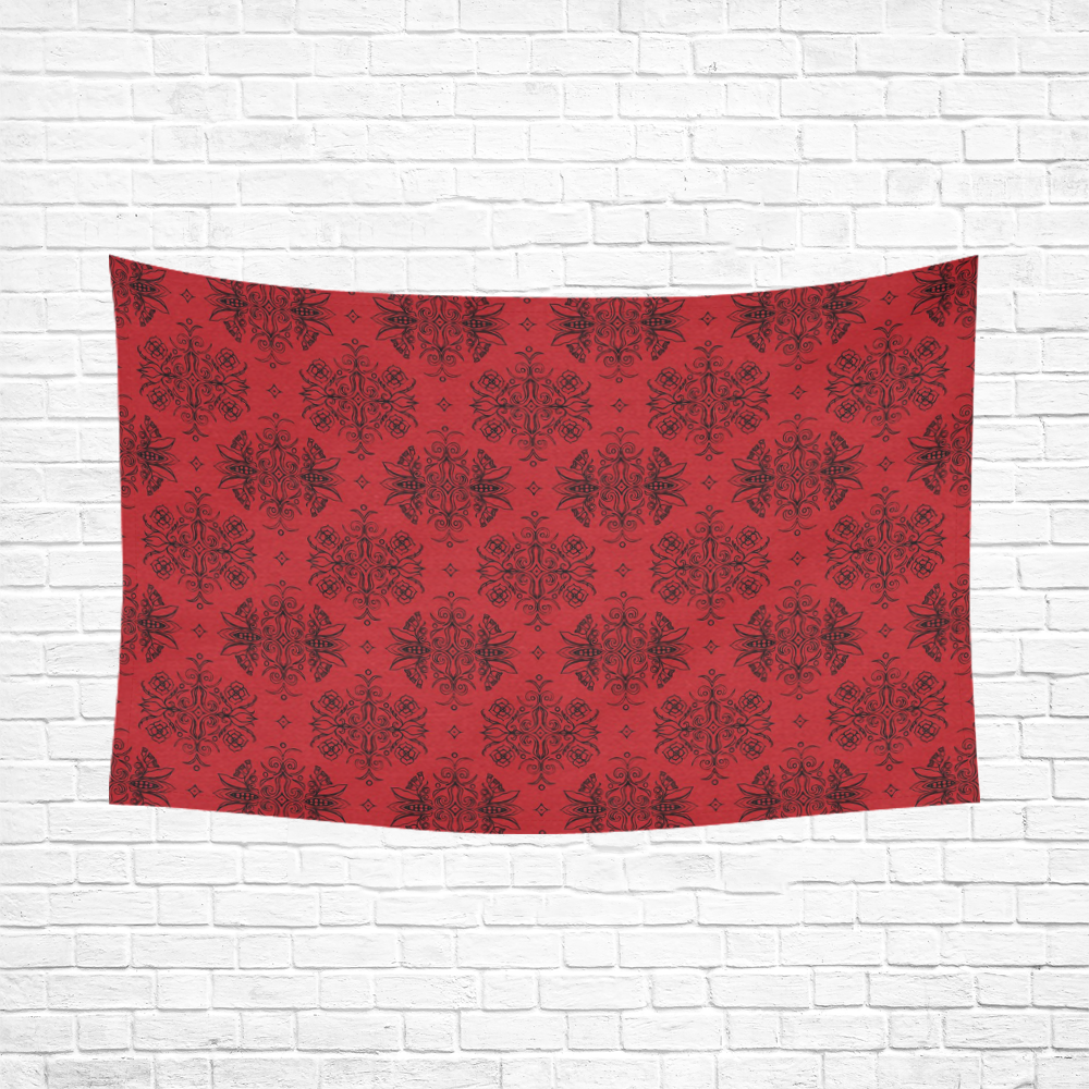 Wall Flower in Aurora Red by Aleta Cotton Linen Wall Tapestry 90"x 60"