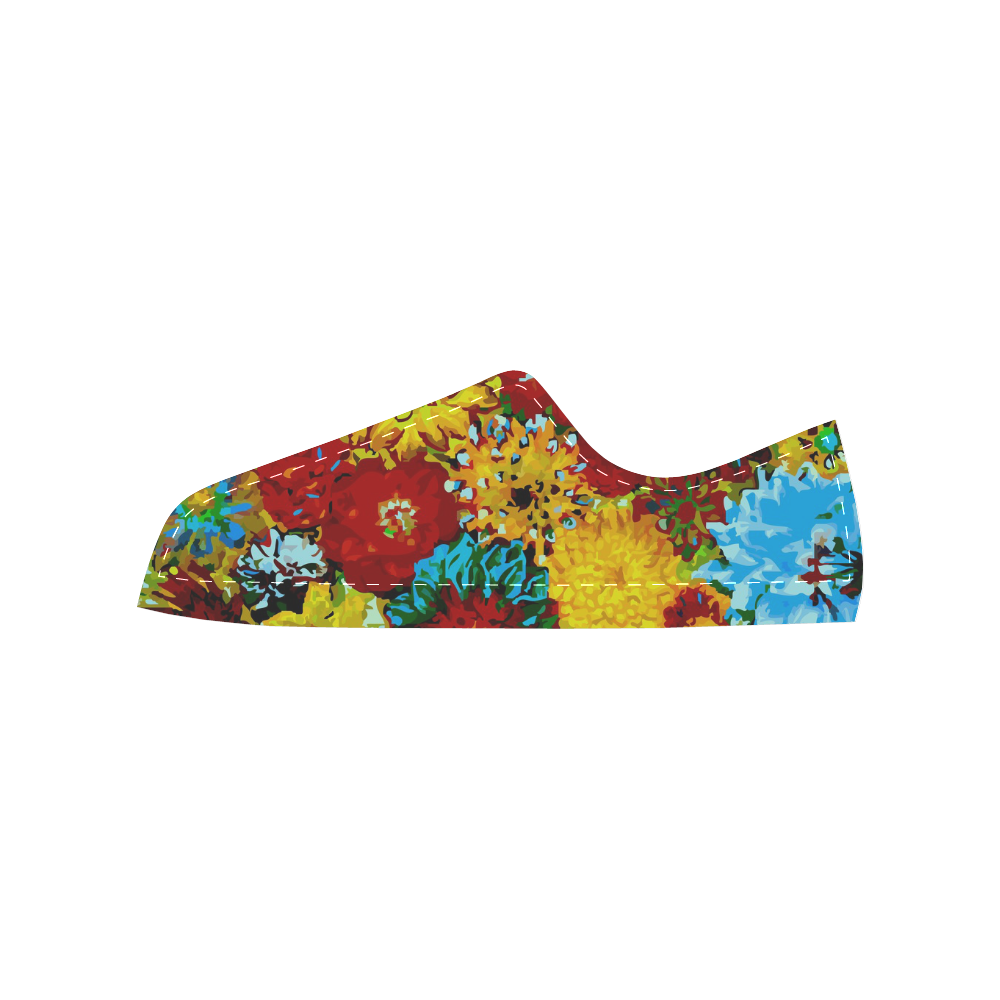 Beautiful Colorful Dahlia Flower Art Women's Classic Canvas Shoes (Model 018)