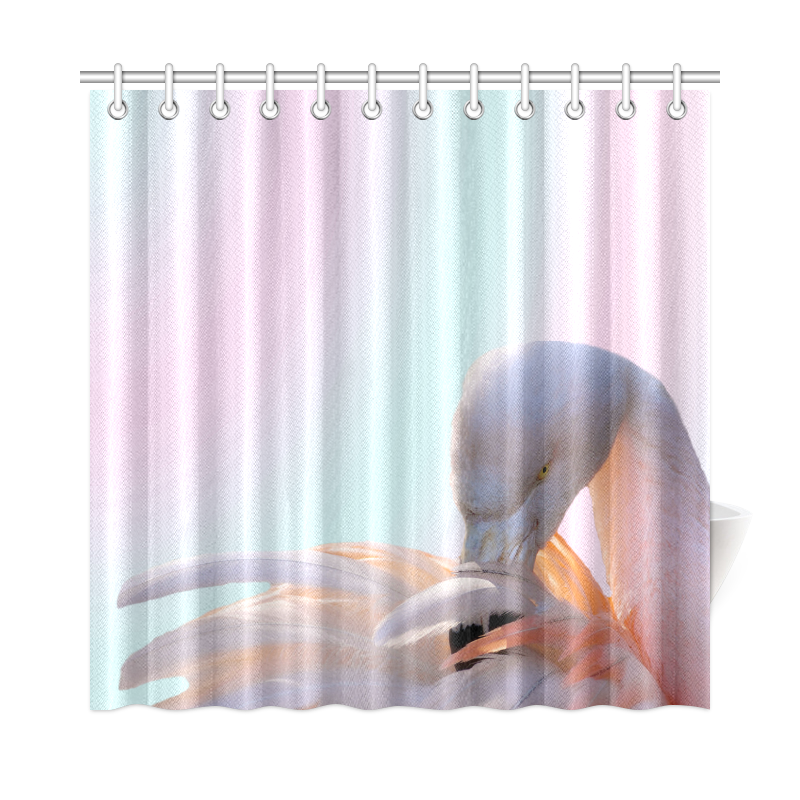 Flamingo Pink Mint Shower Curtain 72"x72"
