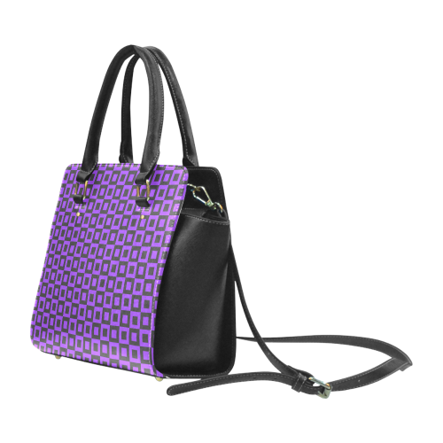 Purple and black squares Classic Shoulder Handbag (Model 1653)