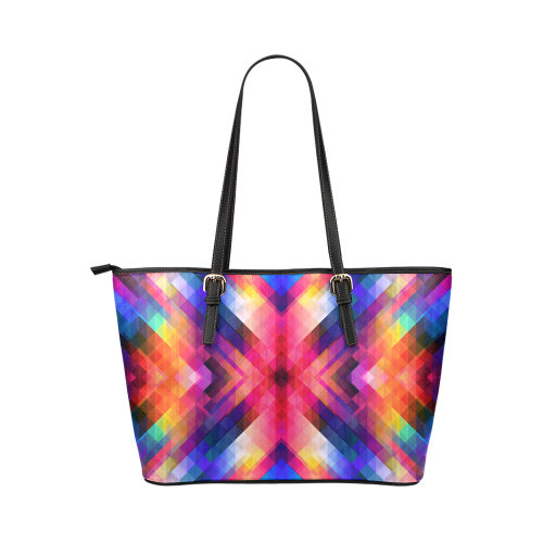 Psycho geometry Leather Tote Bag/Large (Model 1651)