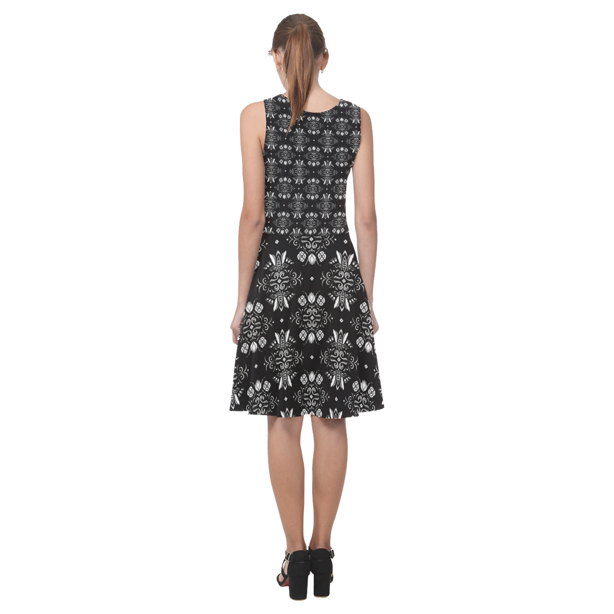 Wall Flower Black and White Drama by Aleta Atalanta Casual Sundress(Model D04)