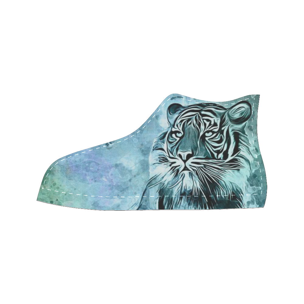 Watercolor Tiger Men’s Classic High Top Canvas Shoes (Model 017)