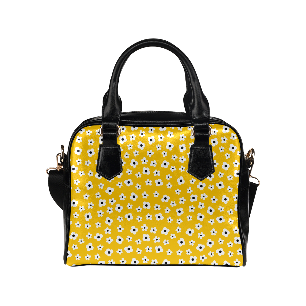 Yellow White Flower Floral Pattern Shoulder Handbag (Model 1634)