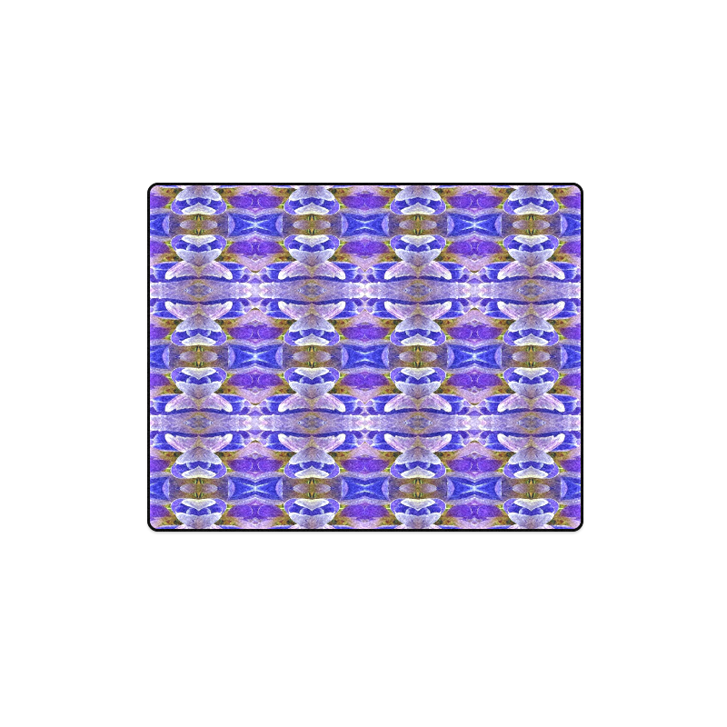 Blue White Abstract Flower Pattern Blanket 40"x50"