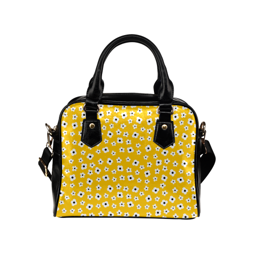 Yellow White Flower Floral Pattern Shoulder Handbag (Model 1634)