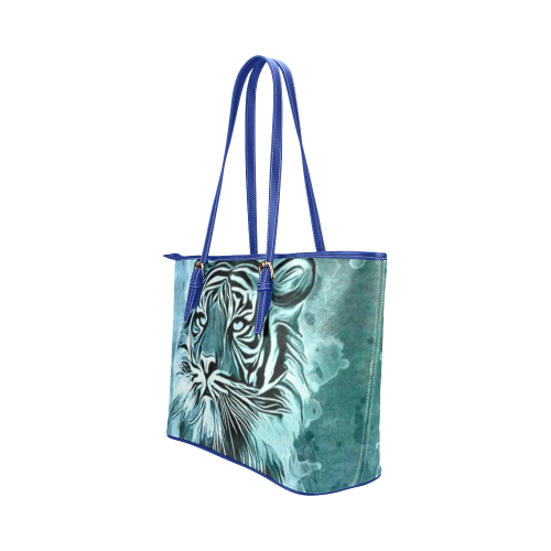 Watercolor Tiger Leather Tote Bag/Large (Model 1651)