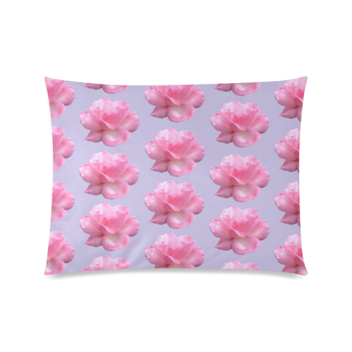 Pink Roses Pattern on Blue Custom Picture Pillow Case 20"x26" (one side)