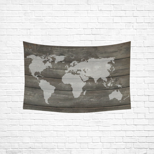 World Map Cotton Linen Wall Tapestry 60"x 40"