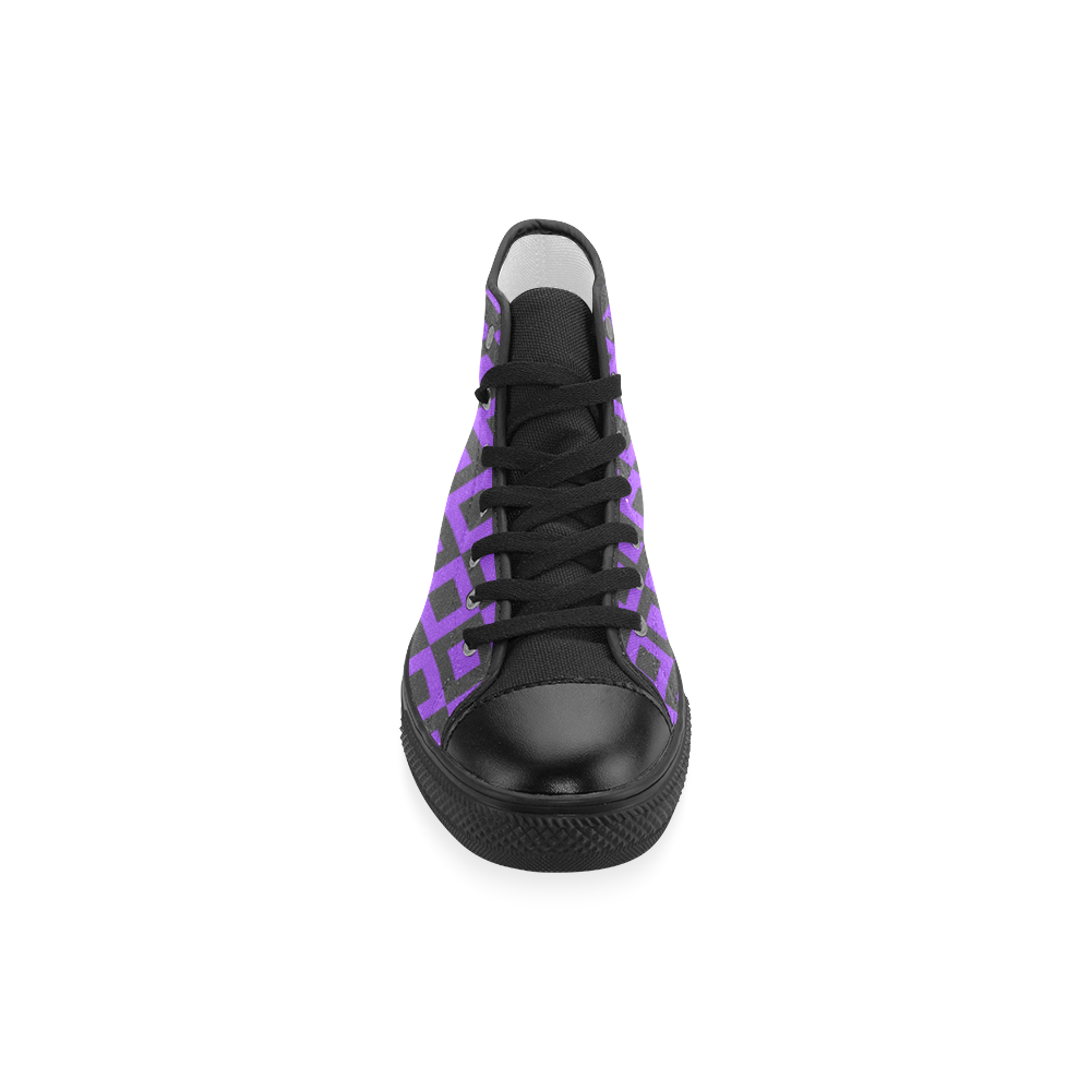 Purple and black squares Men’s Classic High Top Canvas Shoes (Model 017)