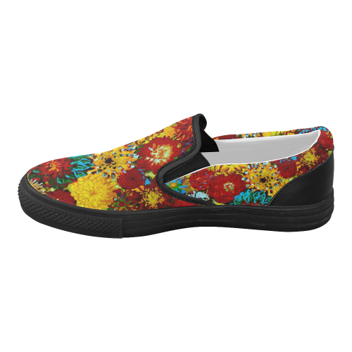 Beautiful Colorful Dahlia Flower Art Women's Slip-on Canvas Shoes (Model 019)