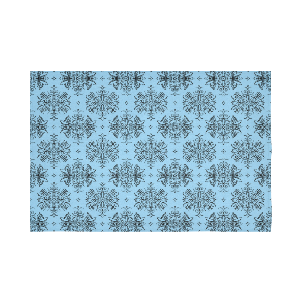 Wall Flower in Airy Blue by Aleta Cotton Linen Wall Tapestry 90"x 60"