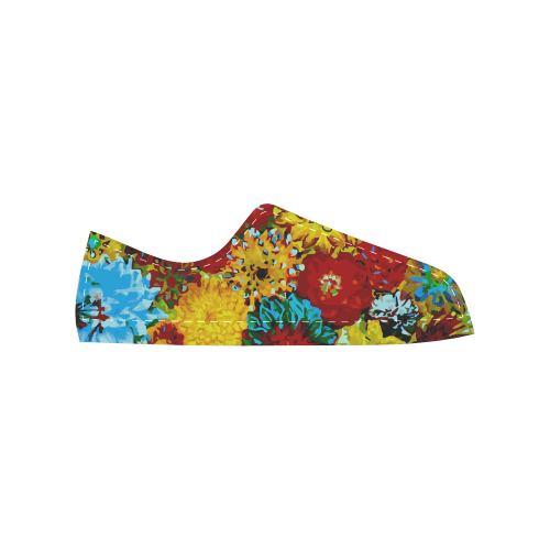 Beautiful Colorful Dahlia Flower Art Women's Classic Canvas Shoes (Model 018)