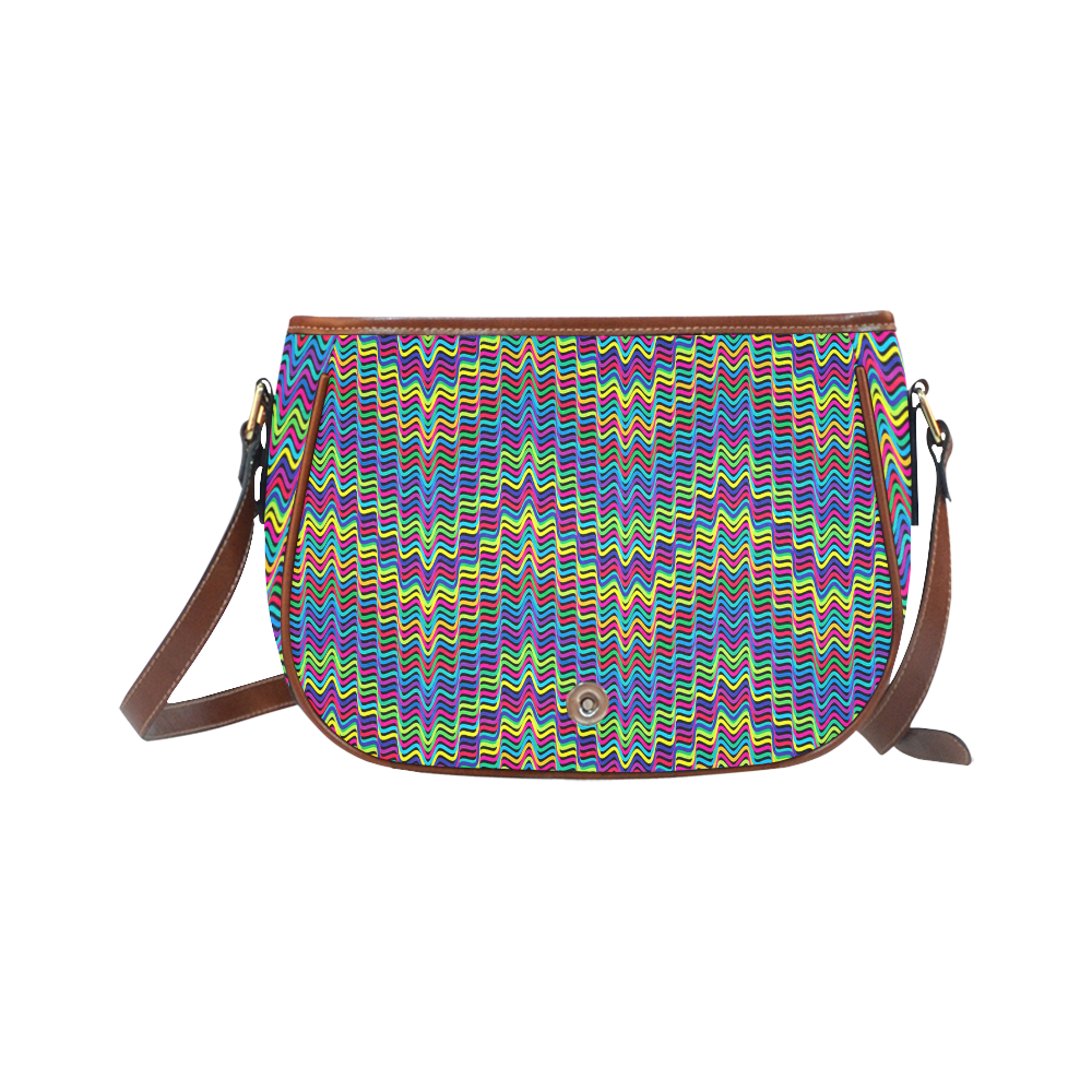 Crazy Neon Waves Saddle Bag/Small (Model 1649) Full Customization