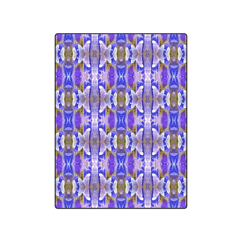Blue White Abstract Flower Pattern Blanket 50"x60"