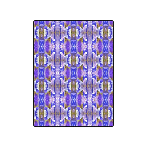 Blue White Abstract Flower Pattern Blanket 50"x60"