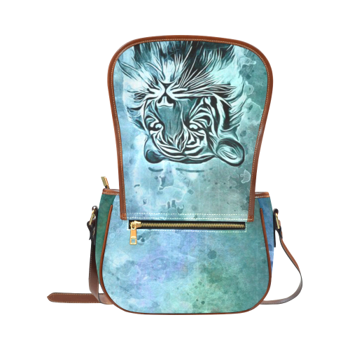 Watercolor Tiger Saddle Bag/Small (Model 1649) Full Customization