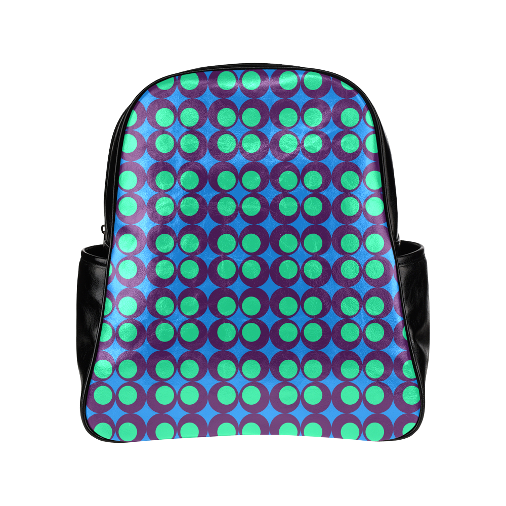 Vintage geometric circles Multi-Pockets Backpack (Model 1636)
