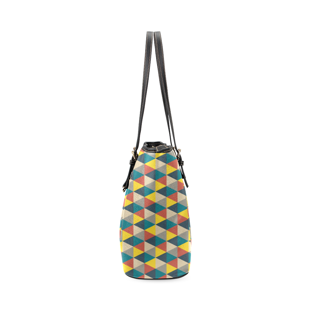 Colorful geometric   - design and vector Leather Tote Bag/Small (Model 1640)