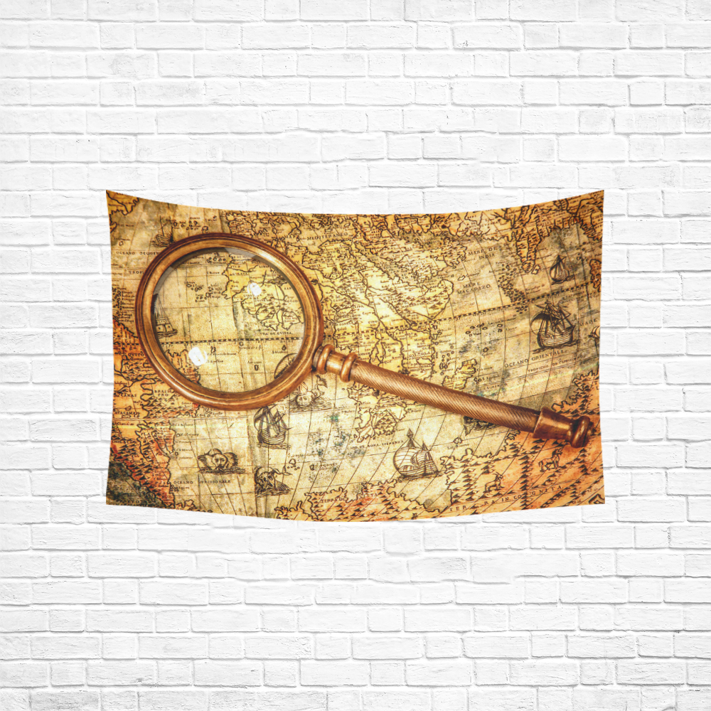 World Map Cotton Linen Wall Tapestry 60"x 40"