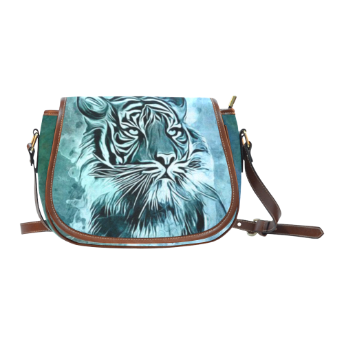 Watercolor Tiger Saddle Bag/Large (Model 1649)