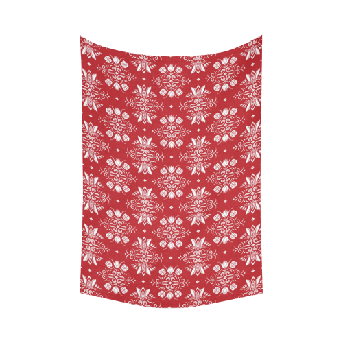 Wall Flower in Aurora Red Light by Aleta Cotton Linen Wall Tapestry 90"x 60"