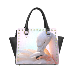 Flamingo Pink Mint Rivet Shoulder Handbag (Model 1645)