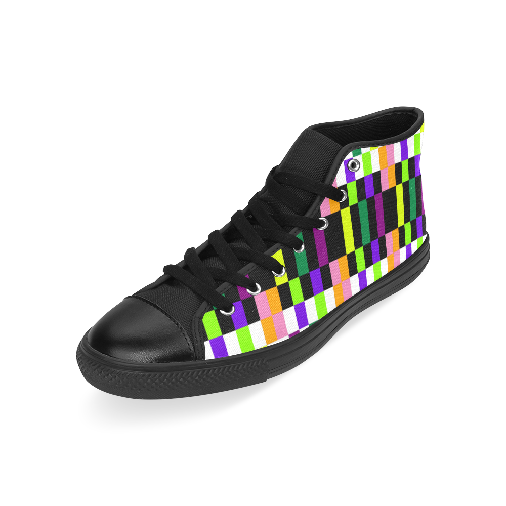 Colorful geometry Men’s Classic High Top Canvas Shoes /Large Size (Model 017)