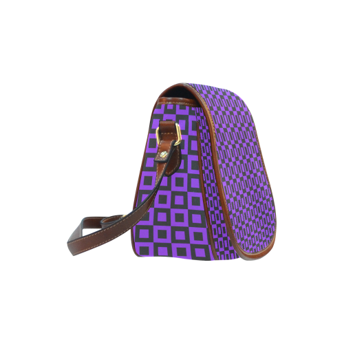 Purple and black squares Saddle Bag/Large (Model 1649)
