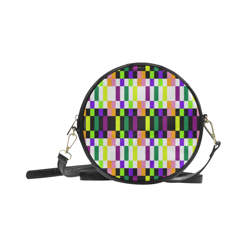 Colorful geometry Round Sling Bag (Model 1647)