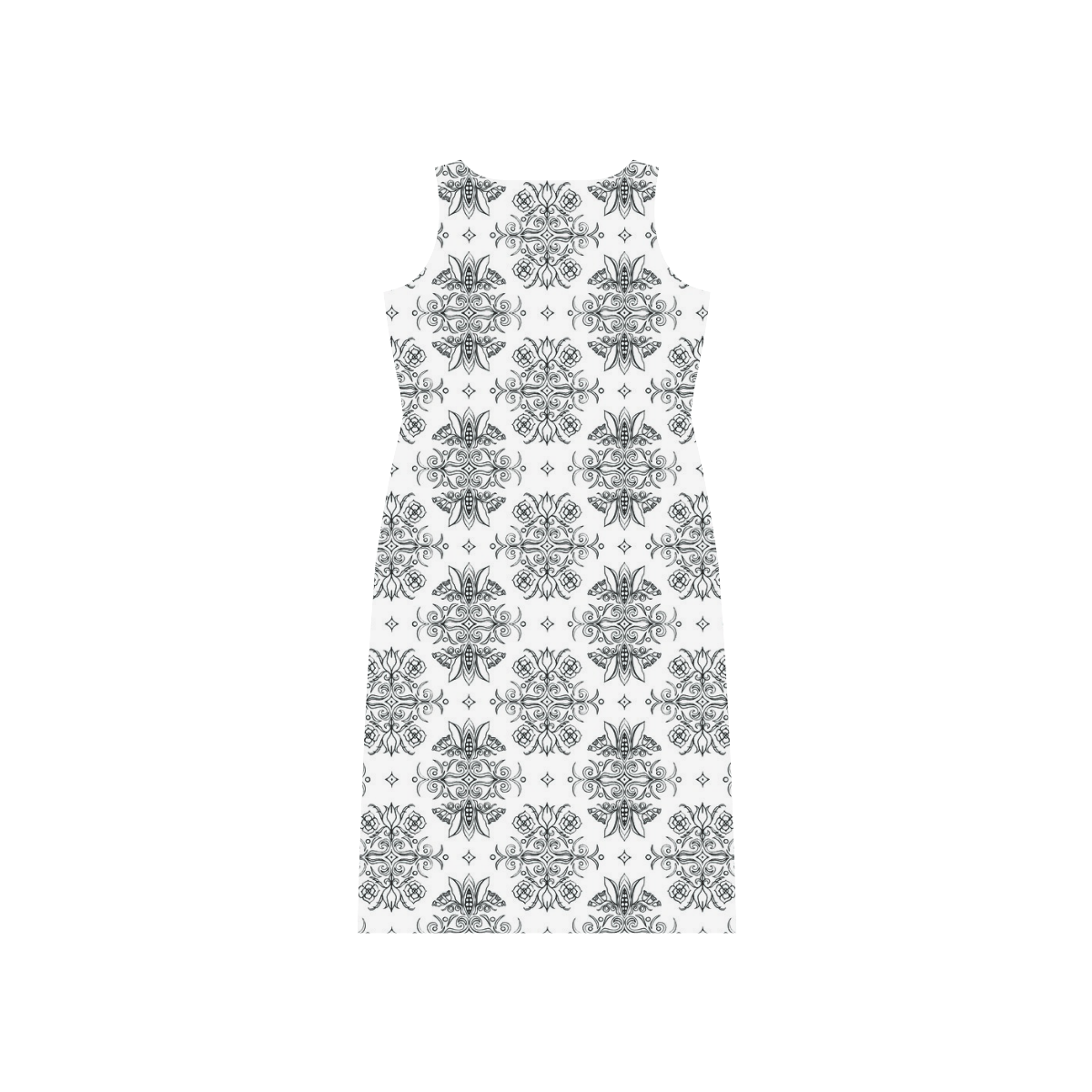 Wall Flower White and Black Drama by Aleta Phaedra Sleeveless Open Fork Long Dress (Model D08)