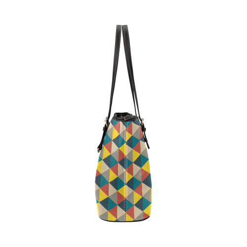 Colorful geometric   - design and vector Leather Tote Bag/Small (Model 1651)