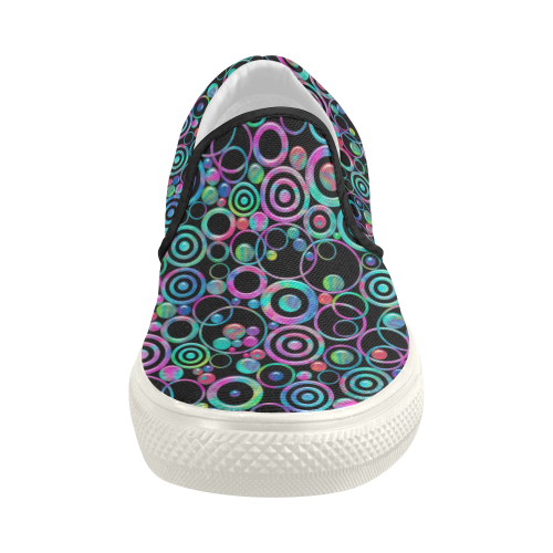 Psychedelic Circles and Targets by ArtformDesigns Women's Slip-on Canvas Shoes (Model 019)