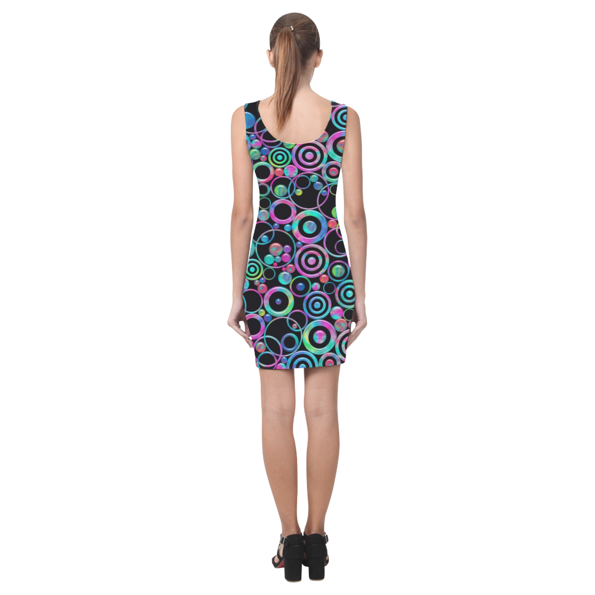 Psychedelic Circles and Targets by ArtformDesigns Medea Vest Dress (Model D06)