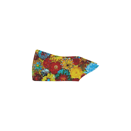 Beautiful Colorful Dahlia Flower Art Women's Slip-on Canvas Shoes (Model 019)