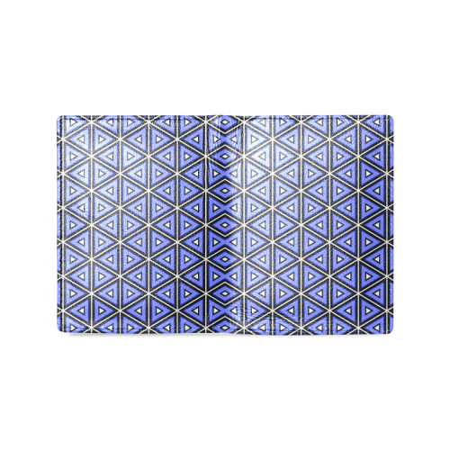 Techno blue triangles Men's Leather Wallet (Model 1612)